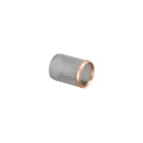 Oventrop Siebeinsatz aus Drahtgeflecht mit einem kupferfarbenen Rand, geeignet für Schmutzfänger mit einer Maschenweite von 600 µm.